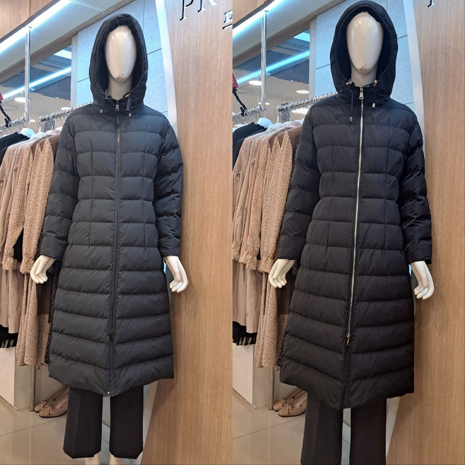 프로그램 겨울신상 가볍고따뜻한 슬림핏 덕다운패딩 후드안감배색토끼털p244d017뉴코아울산점