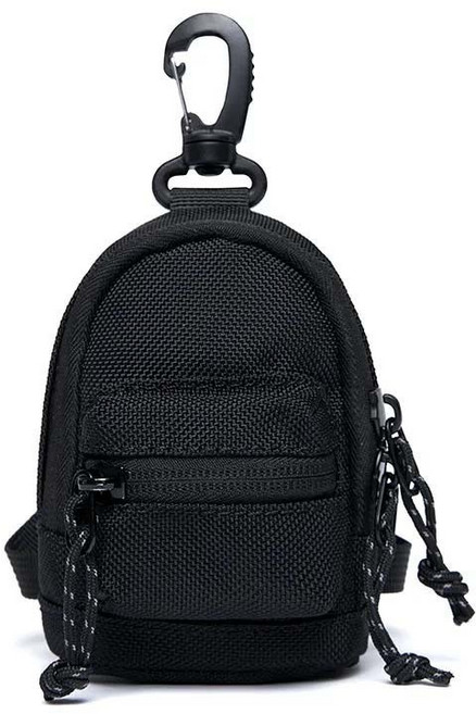 側背男包 防水耐磨背包 多口袋 商務休閒斜挎包 肩背機能包, 黑色零錢包11*8*4cm