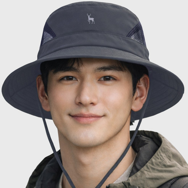 에버렛 자외선차단 대두 등산 낚시 모자, 그레이 블루 투톤, XL(대두용 62mm)