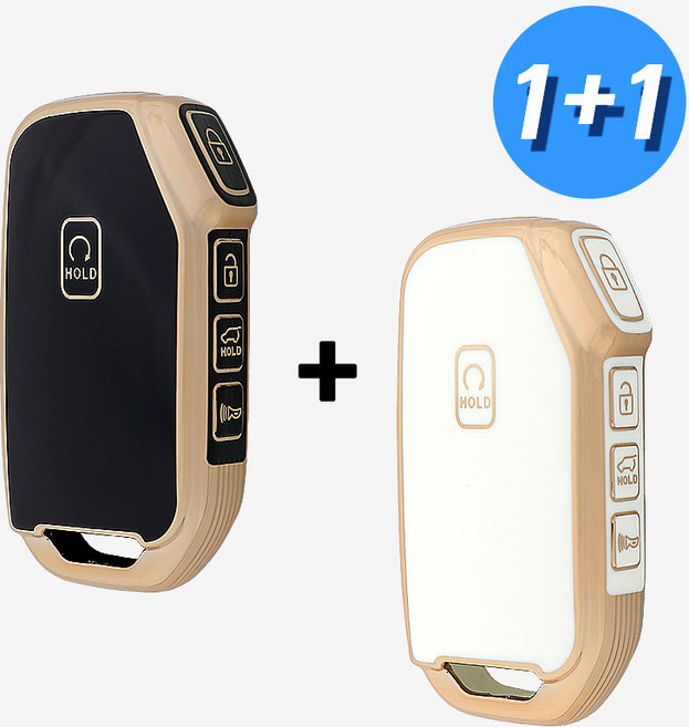 (1+1) 기아 차 키케이스 키커버 기아 호환 TPU, KIA-02(B타입), 블랙+아이보리