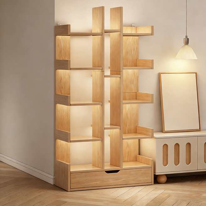 Tixpra 거실 코너 책장 다단 수납장 모던 다용도 수납 선반, 5단, 노란색