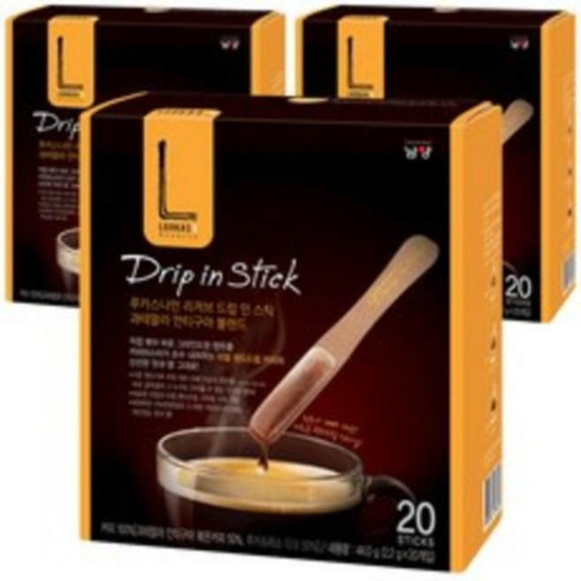 루카스나인 리저브 드립 인 스틱 과테말라 안티구아 블렌드 커피, 2.2g, 20개입, 3개