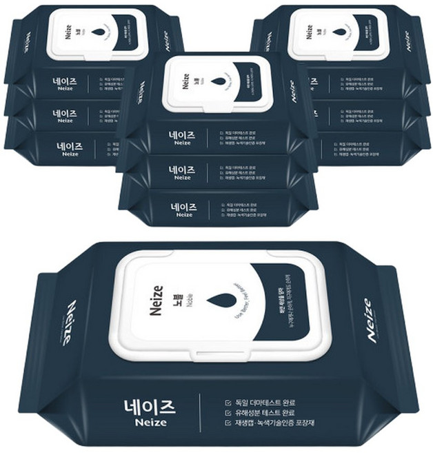 네이즈 노블 프리미엄 유아 물티슈 캡형 70매 10팩 엠보싱원단