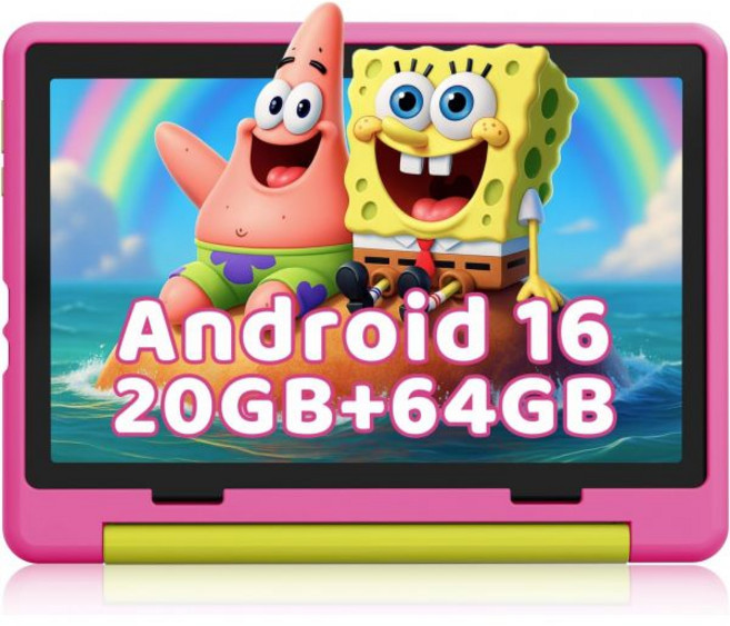 글리소 키즈 태블릿 안드로이드 16 HD 디스플레이 10.1인치 부모 통제 및 모드 GMS 인증 20GB 램 64GB 저장공간 1TB 확장 가능 5000mAh 배터리 이중 카메, Gleeso 핑크