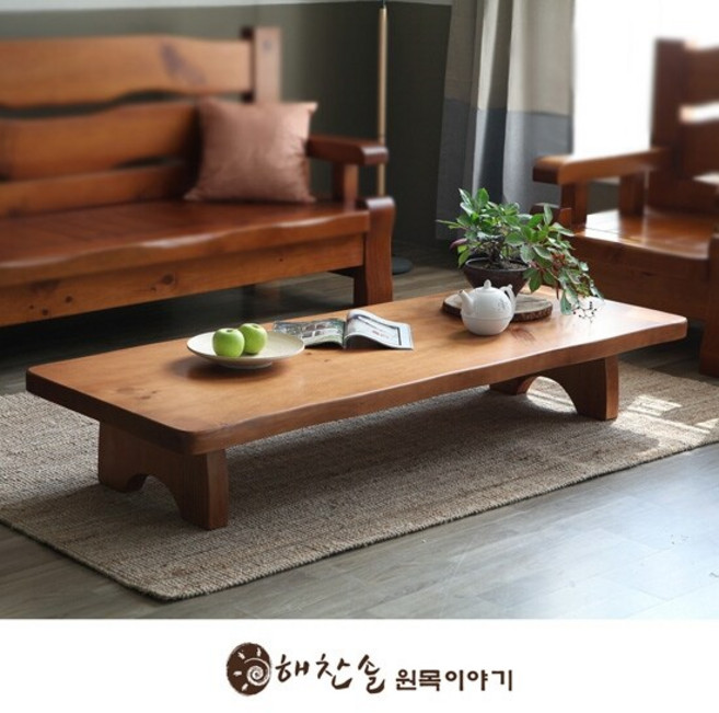 [*신세계쇼핑/단독특가*] 소나무 통원목 풍경 1800좌탁, 엔틱브라운