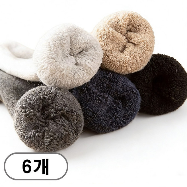 차쿠 남성 겨울 양말 남성용 방한용 도톰한 양모 양말 6종세트