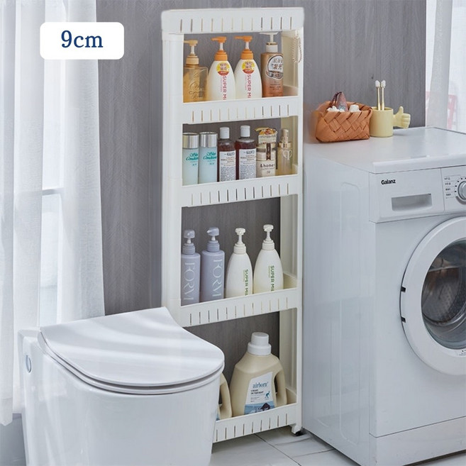 위노라 폭 9/10CM 초슬림 이동식 틈새 수납장 주방 거실 욕실 다용도 수납선반, 크림 화이트, 1개