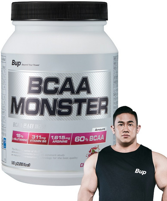 BUP BCAA몬스터 체리맛 류신 아미노산 헬스보충제 BCAA, 500g, 1개