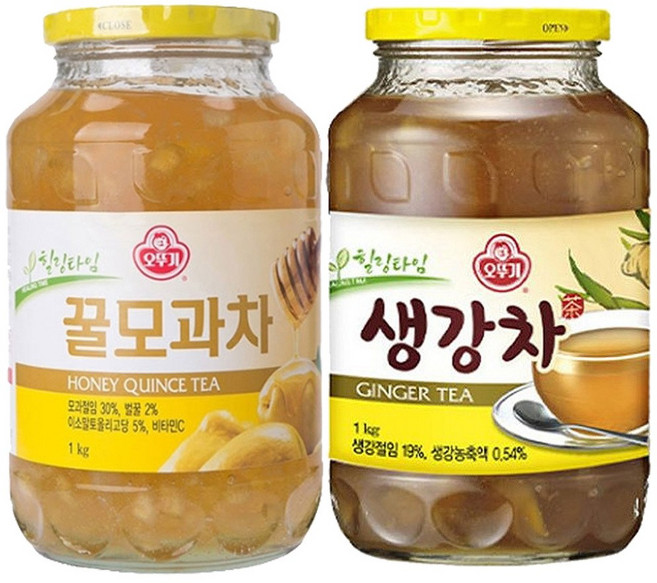 오뚜기 꿀모과차 1kg+오뚜기 생강차 1kg