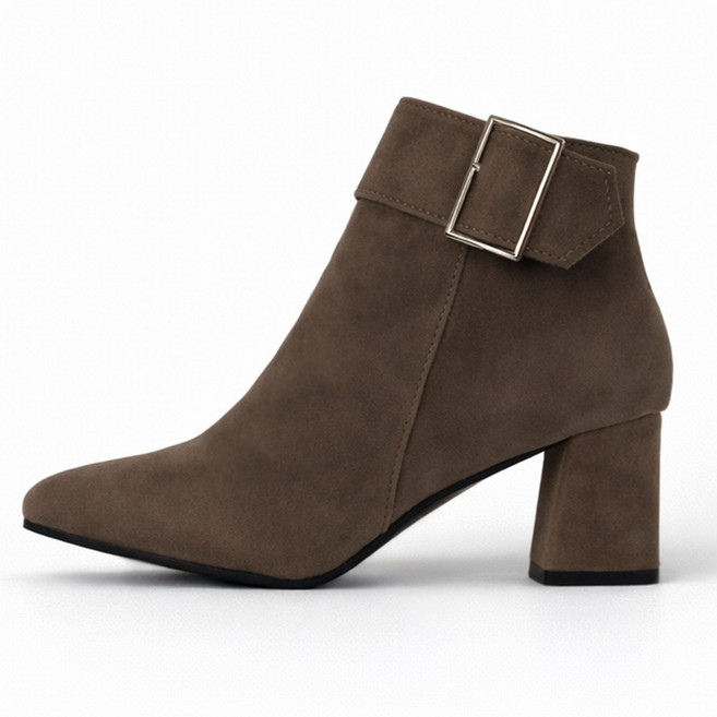 타니즈 루케 하객신발 스웨이드 키높이 버클 여성 미들 앵클부츠 (6.5cm)