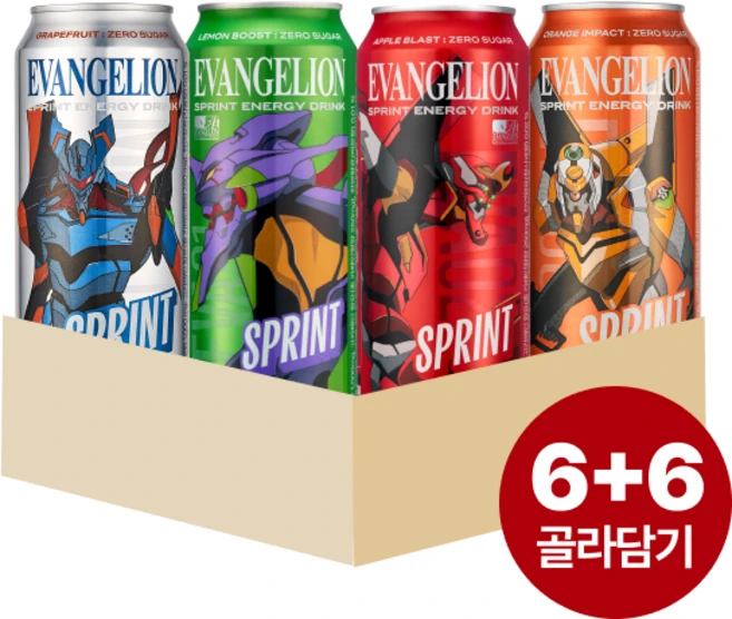 클룹 스프린트 에반게리온 에너지드링크 4종 12개 골라담기, 애플블라스트6개, 레몬부스트6개 - 쿠팡