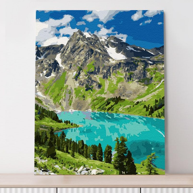 플레이어바웃 DIY 산과 호수 명화그리기 유화 그림, 산과 호수 (GX44528), 1개