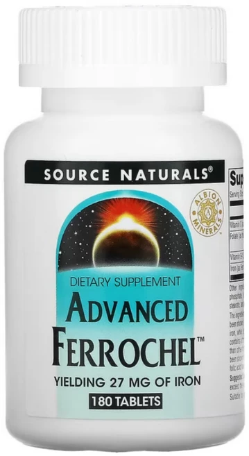 소스내추럴스 Source Naturals 어드밴스드 Ferrochel 180정, 기본, 1개 - 쿠팡