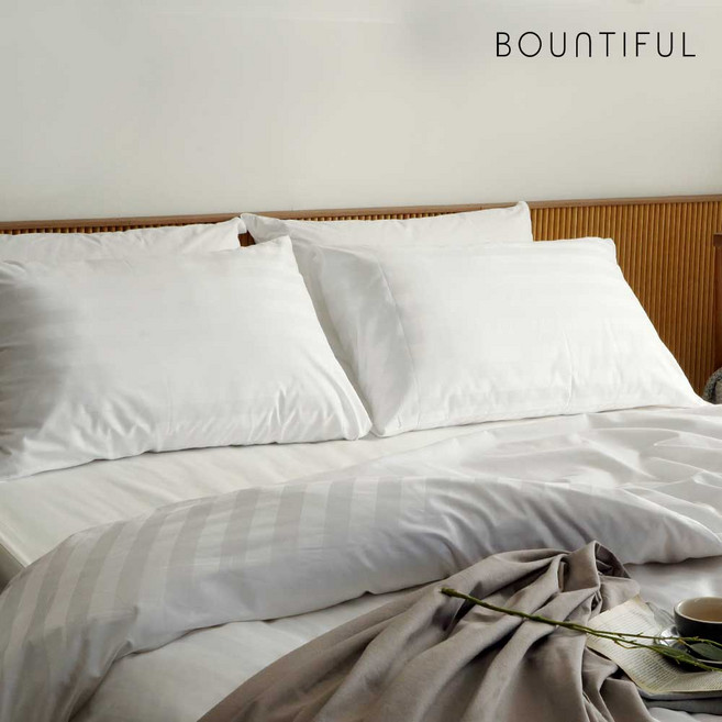 바운티풀 호텔침구 60면100% 베개커버 50x70 무지줄지프릴 6컬러