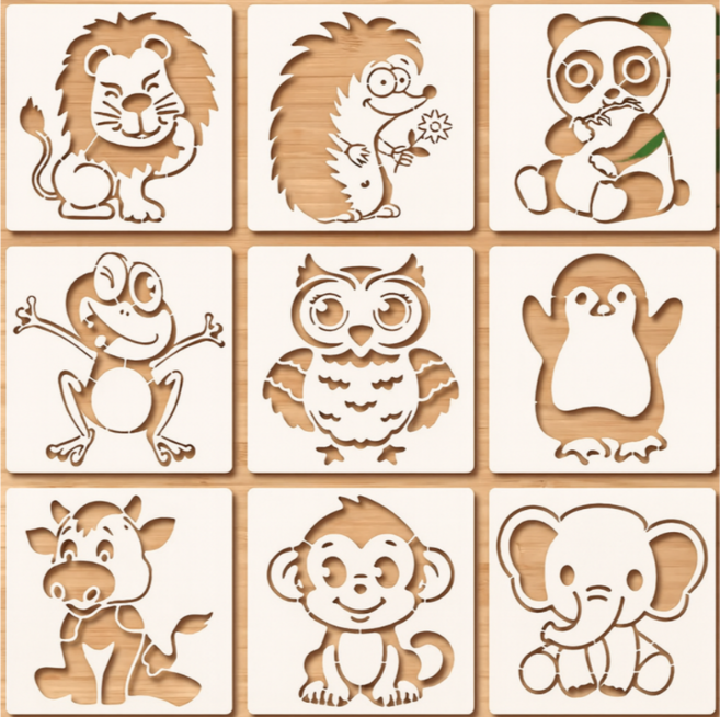 제니미엘 DIY 스텐실 도안 강아지 고양이 동물 캐릭터, 1개