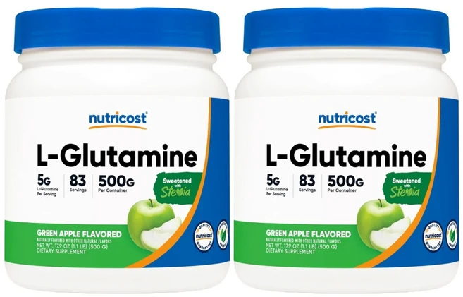 뉴트리코스트 L 글루타민 분말 파우더 그린 애플 사과 맛 500g 100일분 x 2개, 1개, 1g - 쿠팡