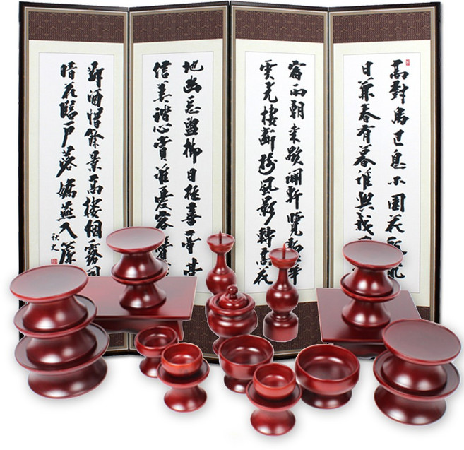 남원공방 민자 간소 제기세트 21P + 추사 4폭병풍, 1개