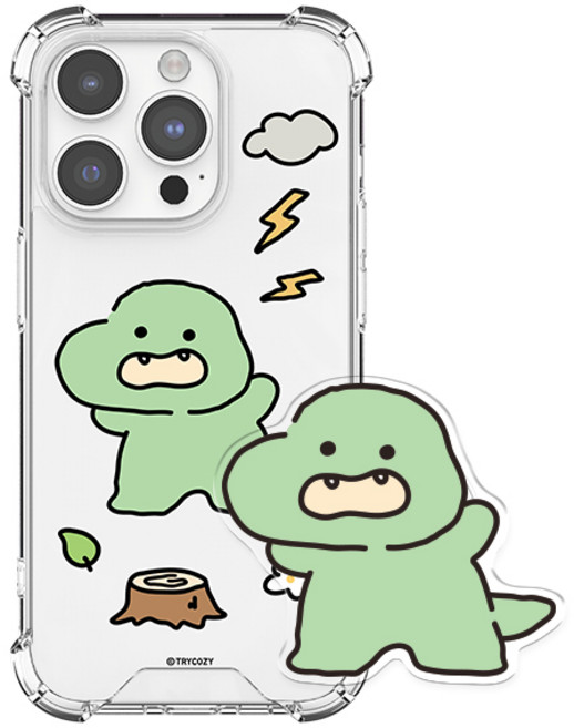 삐뚤빼뚤 공룡 젤하드 갤럭시 아이폰 휴대폰 케이스+아크릴톡 세트