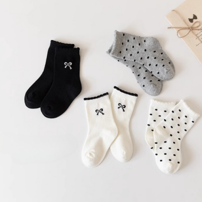 【AYTA愛搭】可愛蝴蝶結中筒童襪兒童止滑襪