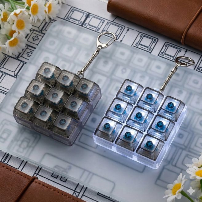 브로키 LED 키캡 키링 9구, 1개, 투명블랙