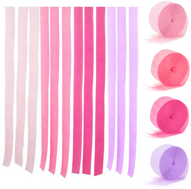 브로키 파티 롤 스트리머 4종세트 포토존 파티용품 촬용 배경, 1세트, 핑크