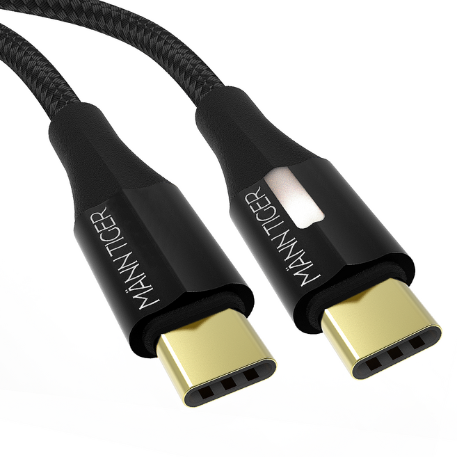 만타이거 PD C to C타입 100W 제니스 초고속 충전케이블, 블랙, 1개, 1m