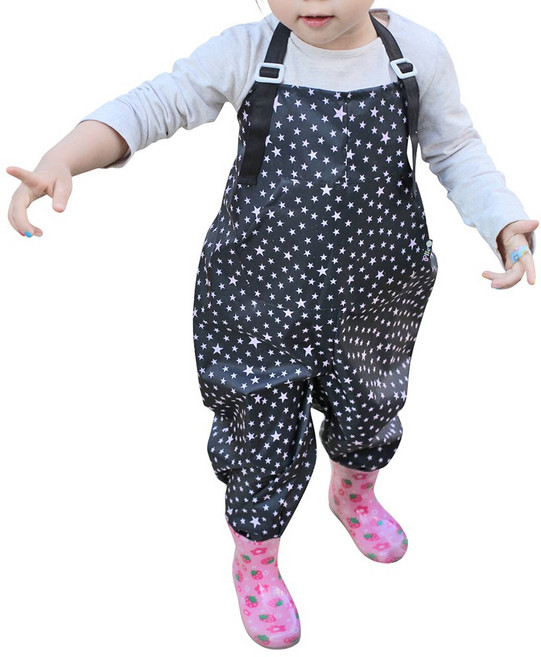 아동용 멜빵형 전신미술가운 / 오버롤 미술가운 / 갯벌체험옷 / 모래놀이바지 / 플레이웨어 / 어린이갯벌옷 / 여름용미술가운, 블랙핑크별