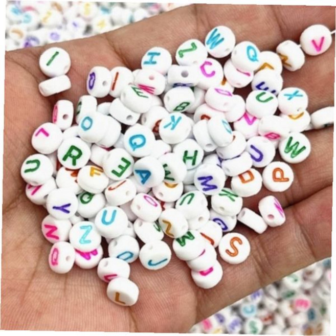알파벳 비즈 4x7mm 원형 이니셜 문자 팔찌 목걸이 키링 만들기 재료
