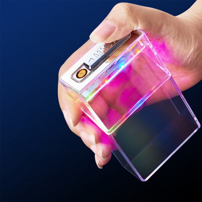 fooi 라이터 일체형 LED 아크릴 담배케이스 20개비수납 5시건 당일배송