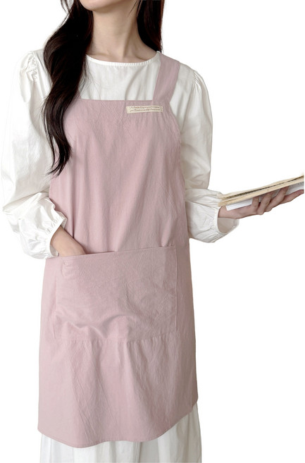 두리앤고 와이드스트랩 카페 원피스 앞치마 생활방수, 1개, 핑크