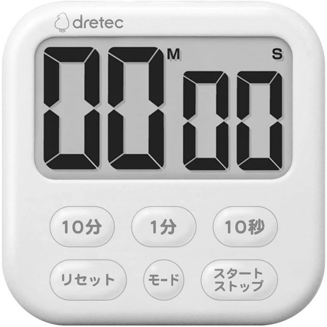 日本 Dretec 大螢幕電子計時器 T-615，適用於烹飪、學習與時間管理, 白色, 1個