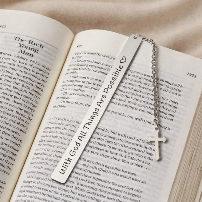 십자가 성경책 책갈피 북마크 북홀더 북클립 책홀더 북스토퍼 책 독서 모임 출판식 굿즈, 1개