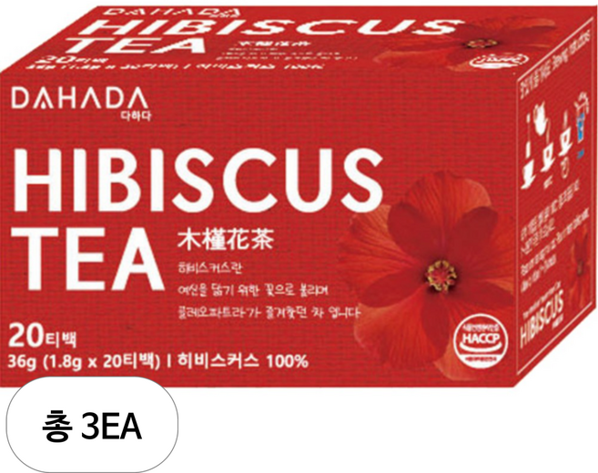 다하다 히비스커스티 20p, 1.8g, 20개입, 3개