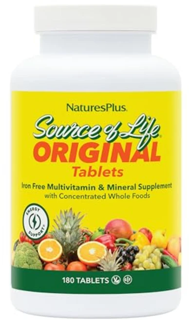 네이처스플러스 소스 오브 라이프 철분 무함유 - 180 정 NaturesPlus Source of Life No Iron - 180 Tablets - Multi-Vitamin &, 180개(1팩), 1개 - 쿠팡