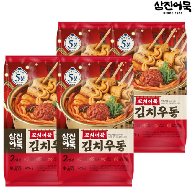 [삼진어묵] 꼬치어묵김치우동 x 4개, 496g