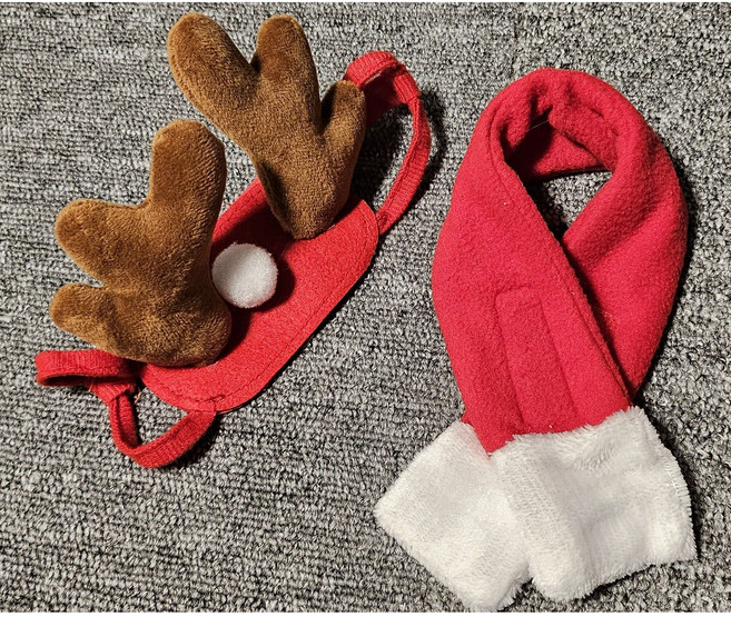 여우달 반려동물 귀여운 루돌프 목도리 강아지 크리스마스, 1개, 루돌프+목도리