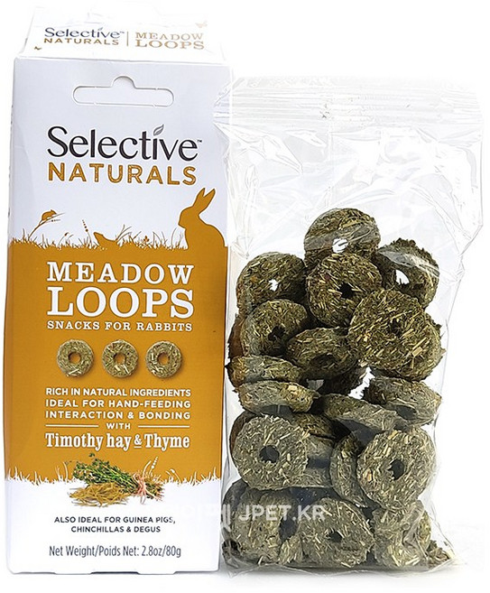 제이펫 슈프림펫 셀렉티브 메도우 룹스 - 티모시&백리향 토끼 기니피그 친칠라 햄스터 간식, 80g, 1개