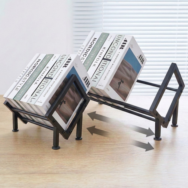 하이제이디 길이조절 철제 책꽂이 미니 북선반, 블랙, 1단