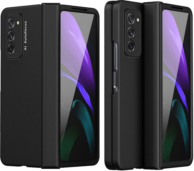 호환 갤럭시 Z 폴드 2 힌지 케이스 유리 프로텍터 포함 하드 일체형 보호 범퍼 충격 방지 힌지 커버