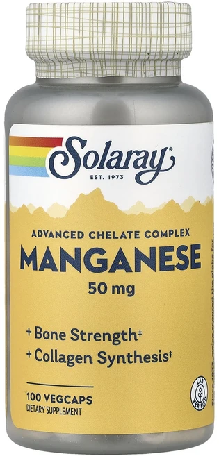 쏠라레이 망간 어드벤스드 킬레이트 복합체 50mg 100 베지캡슐, 5개, 100정 - 쿠팡