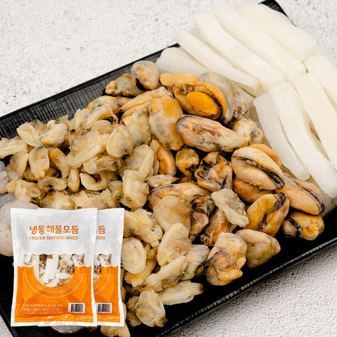 해물모듬 600g+600g 4종(오징어 새우살 바지락 홍합) 해물 믹스 파전, 01. 해물모듬 600g 1+1