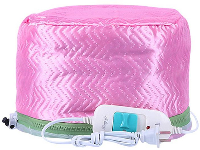 가열 캡 휴대용 방수 머리 열 캡 수리용 머리 염색 홈, 분홍색, 27cmx18cm, 방수 천