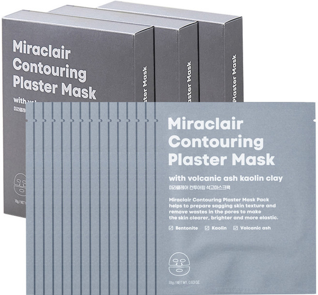 미라클레어 쫀쫀한 피지 모공관리 컨투어링 석고 마스크팩, 5개, 5개입