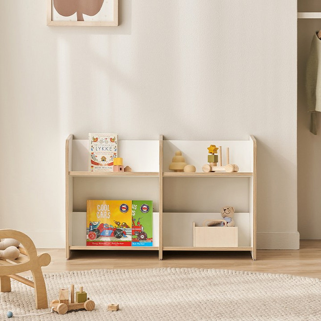 삼익가구 NEW 키디즈 어린이 아동 책장 교구장 책꽂이, 02. 화이트, 850 2단 더블 책장