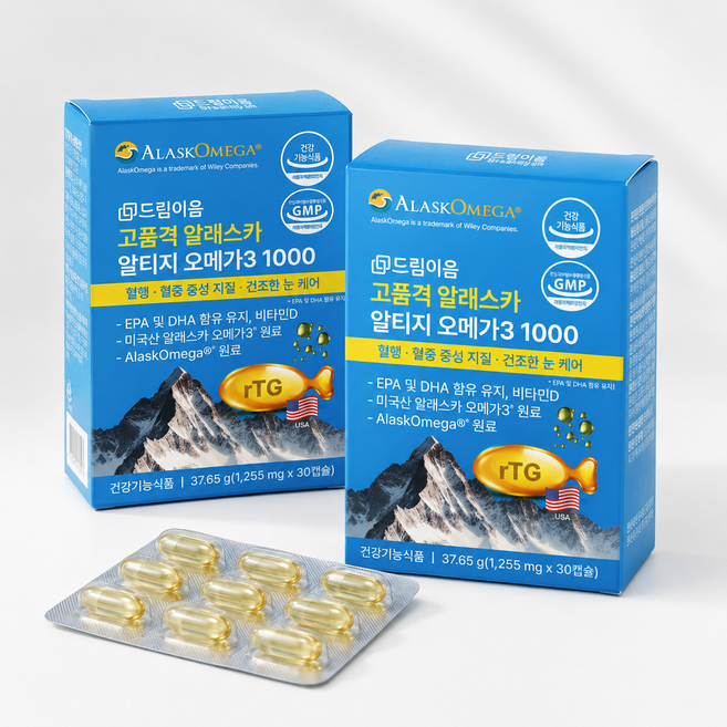드림이음 고품격 알래스카 알티지 오메가3 1000, 2박스, 30정