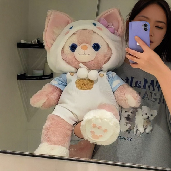 상해 디즈니랜드 파자마 파티 리나벨 인형 키링 키홀더 선물, 정교한 버전 인형구미 강아지 세트
