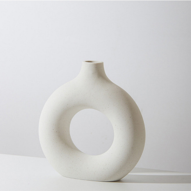 생활해랑 세라믹 도자기 도넛 화병 오브제, 화이트