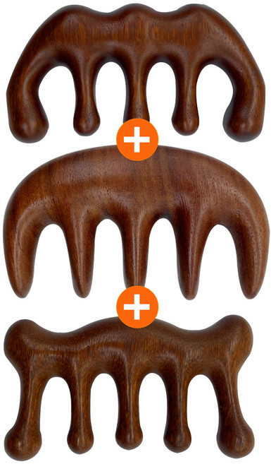 두피 괄사 원목 괄사빗 셀프 얼굴 경락마사지 리프팅 3개 1세트, 1개