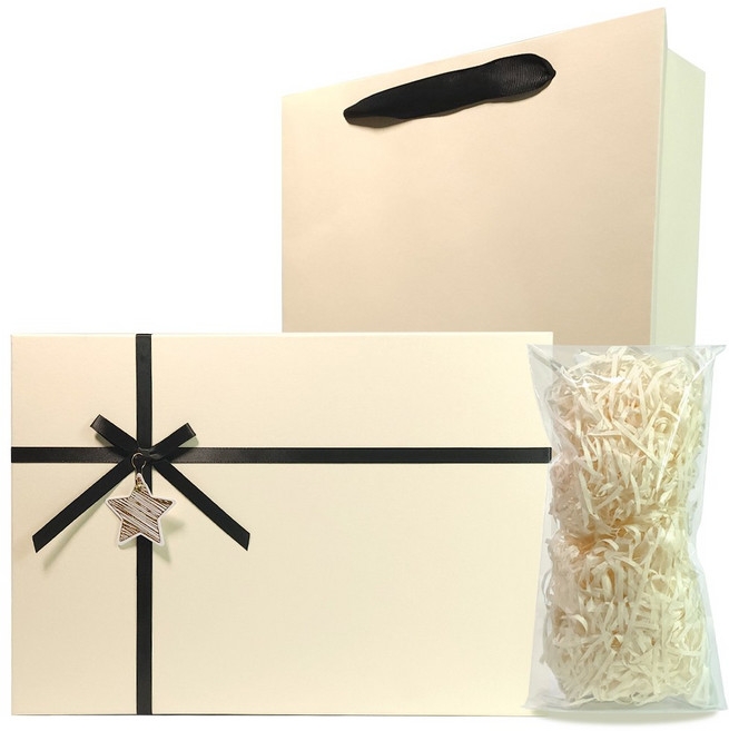 제로리빙 선물 포장 박스 + 쇼핑백, 1개, 베이지
