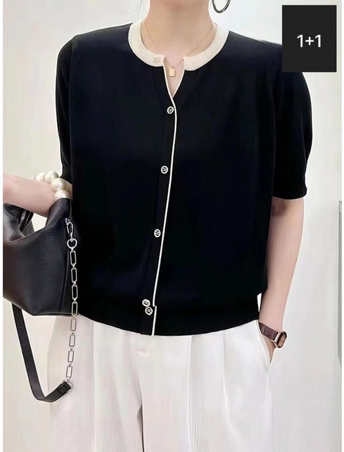 카라 KARRA 브리반팔버튼포인트니트 A4M0317 SET